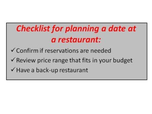 Checklist for planning a date